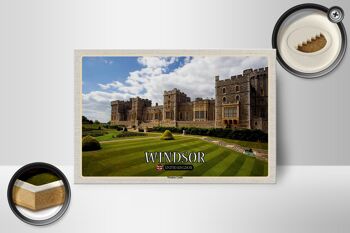 Panneau en bois villes Angleterre Royaume-Uni Château de Windsor 18x12 cm décoration 2