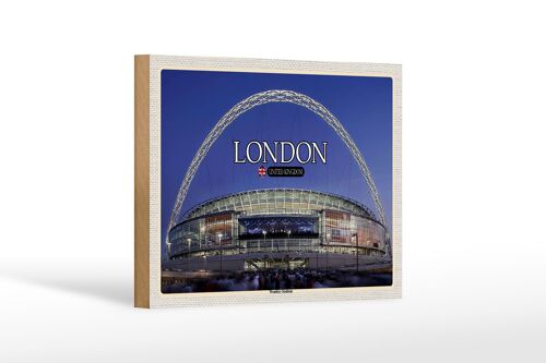 Holzschild Städte Wembley Stadium London England 18x12 cm