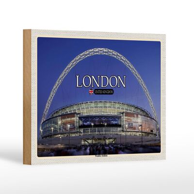 Cartel de madera ciudades Estadio Wembley Londres Inglaterra 18x12 cm