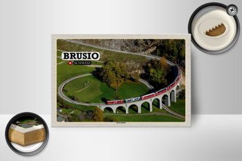 Panneau en bois voyage Brusio Suisse train viaduc circulaire 18x12 cm décoration 2