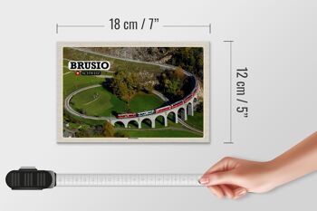 Panneau en bois voyage Brusio Suisse train viaduc circulaire 18x12 cm décoration 4