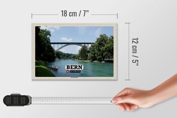 Panneau en bois voyage Berne Suisse Pont Kornhausbrücke 18x12 cm 4