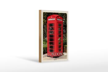 Panneau en bois villes Londres Royaume-Uni Cabine téléphonique 12x18 cm 1