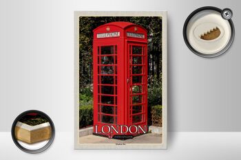 Panneau en bois villes Londres Royaume-Uni Cabine téléphonique 12x18 cm 2