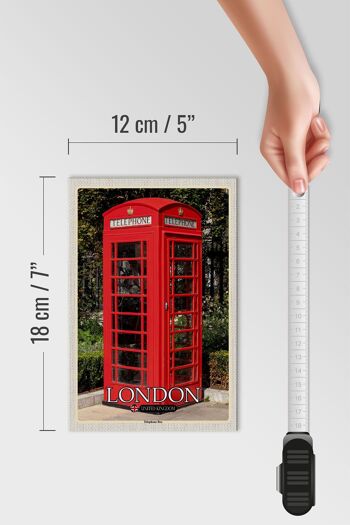 Panneau en bois villes Londres Royaume-Uni Cabine téléphonique 12x18 cm 4