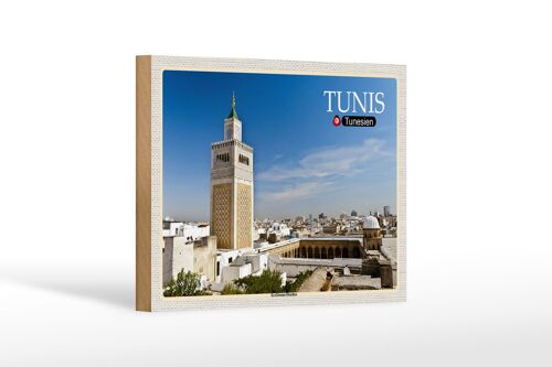 Holzschild Reise Tunesien Ez Zitouna Moschee 18x12 cm Dekoration