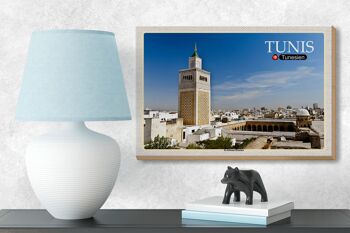 Panneau en bois voyage Tunisie Mosquée Ez Zitouna 18x12 cm décoration 3