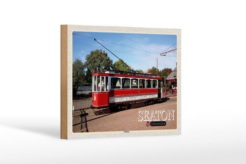 Holzschild Städte Seaton Tramway UK England 18x12 cm Dekoration