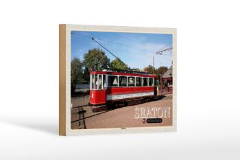 Panneau en bois Villes Seaton Tramway UK Angleterre 18x12 cm Décoration 1