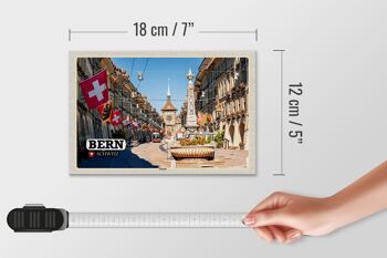 Panneau en bois voyage Berne Suisse drapeaux de la vieille ville 18x12 cm décoration 4