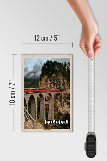 Panneau en bois voyage Filisur Suisse Viaduc de Landwasser 12x18 cm 4