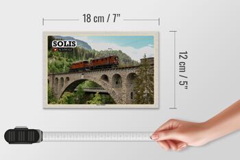 Panneau en bois voyage Solis Suisse Soliser Viaduc Pont 18x12 cm 4