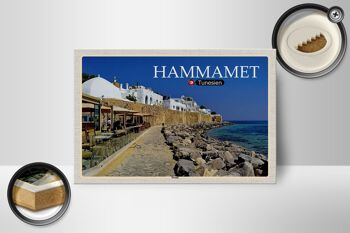 Panneau en bois voyage Hammamet Tunisie mer plage 18x12 cm décoration 2