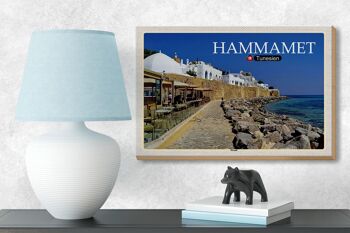 Panneau en bois voyage Hammamet Tunisie mer plage 18x12 cm décoration 3