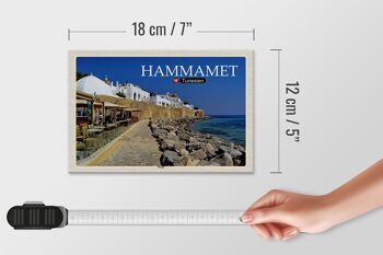 Panneau en bois voyage Hammamet Tunisie mer plage 18x12 cm décoration 4
