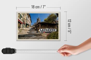 Panneau en bois voyage Lausanne Suisse architecture vieille ville 18x12 cm 4