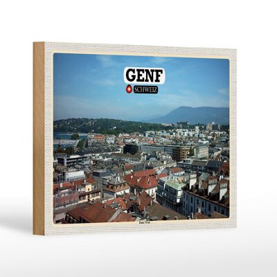 Cartello in legno viaggio Svizzera Ginevra Eaux-Vives 18x12 cm regalo