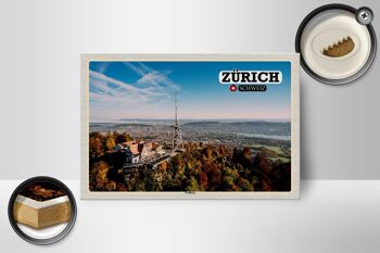 Panneau en bois voyage Zurich Suisse Uetliberg ville 18x12 cm décoration 2