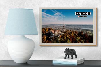 Panneau en bois voyage Zurich Suisse Uetliberg ville 18x12 cm décoration 3