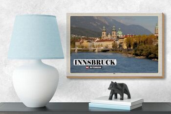 Panneau en bois voyage Innsbruck Autriche Inn River 18x12 cm décoration 3