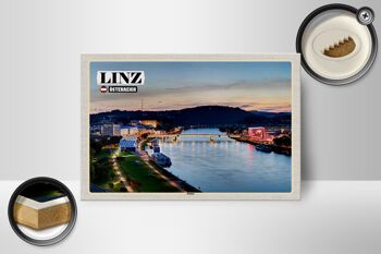 Panneau en bois voyage Linz Autriche Danube 18x12 cm décoration 2
