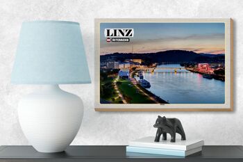 Panneau en bois voyage Linz Autriche Danube 18x12 cm décoration 3