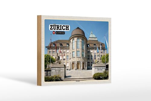 Holzschild Reise Zürich Schweiz Universität Zentrum 18x12 cm