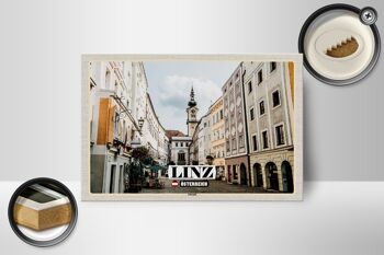 Panneau en bois voyage Linz Autriche église de la vieille ville 18x12 cm décoration 2