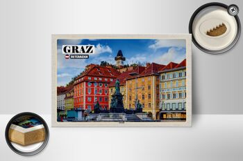 Panneau en bois voyage Graz Autriche architecture de la vieille ville 18x12 cm 2