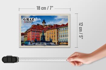 Panneau en bois voyage Graz Autriche architecture de la vieille ville 18x12 cm 4