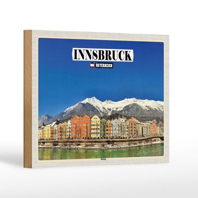 Cartel de madera viaje Innsbruck Austria Montañas Hötting 18x12 cm