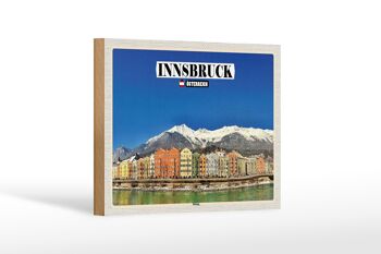 Panneau en bois voyage Innsbruck Autriche Montagnes de Hötting 18x12 cm 1