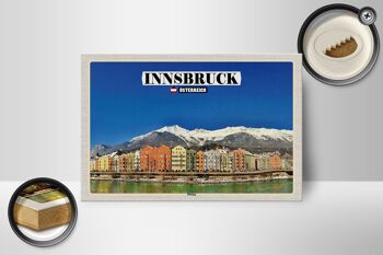 Panneau en bois voyage Innsbruck Autriche Montagnes de Hötting 18x12 cm 2