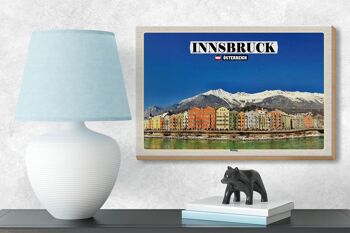 Panneau en bois voyage Innsbruck Autriche Montagnes de Hötting 18x12 cm 3