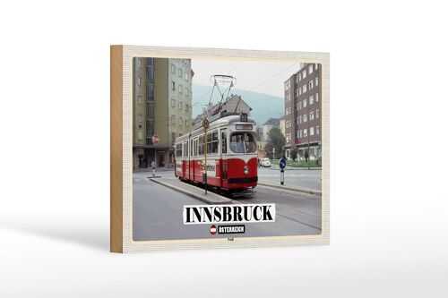 Holzschild Reise Innsbruck Österreich Pradl Stadt 18x12 cm Dekoration