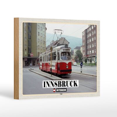 Panneau en bois voyage Innsbruck Autriche Pradl ville 18x12 cm décoration
