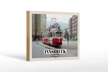 Panneau en bois voyage Innsbruck Autriche Pradl ville 18x12 cm décoration 1