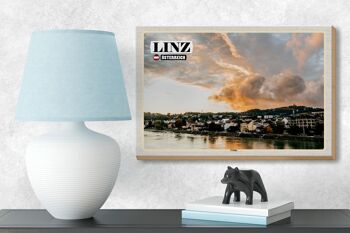 Panneau en bois voyage Linz Autriche rivière Urfahr 18x12 cm décoration 3