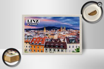 Panneau en bois voyage Linz Autriche centre-ville 18x12 cm décoration 2