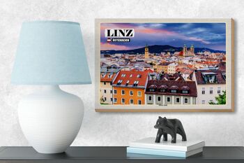 Panneau en bois voyage Linz Autriche centre-ville 18x12 cm décoration 3