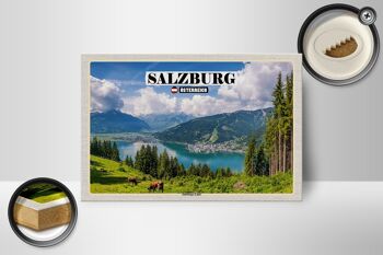 Panneau en bois voyage Autriche Salzbourg Land nature 18x12 cm 2