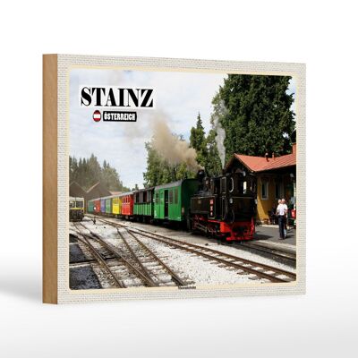 Cartello in legno viaggio Stainz Austria museo ferrovia 18x12 cm decorazione