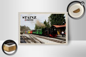 Panneau en bois voyage Stainz Autriche musée chemin de fer 18x12 cm décoration 2
