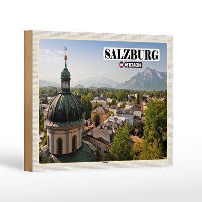 Cartel de madera viaje Salzburgo Nonntal Austria 18x12 cm decoración