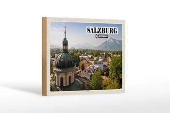 Panneau en bois voyage Salzbourg Nonntal Autriche 18x12 cm décoration 1