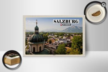 Panneau en bois voyage Salzbourg Nonntal Autriche 18x12 cm décoration 2