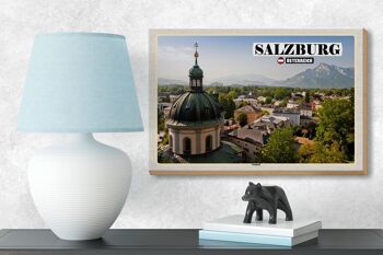 Panneau en bois voyage Salzbourg Nonntal Autriche 18x12 cm décoration 3