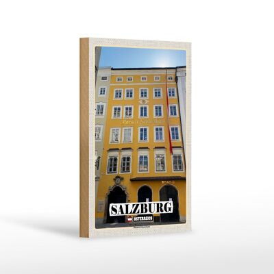 Cartel de madera viaje Salzburgo lugar de nacimiento de Mozart 12x18 cm decoración