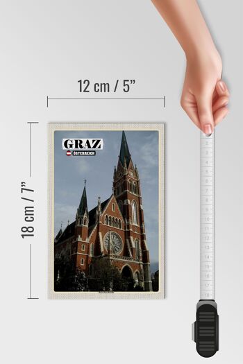 Panneau en bois voyage Graz Autriche Église du Sacré-Cœur 12x18 cm 4