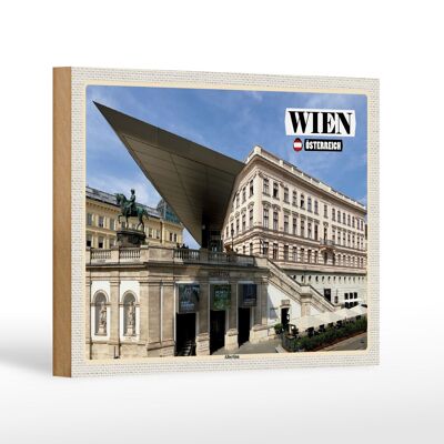 Cartel de madera viaje Viena Austria Albertina 18x12 cm regalo